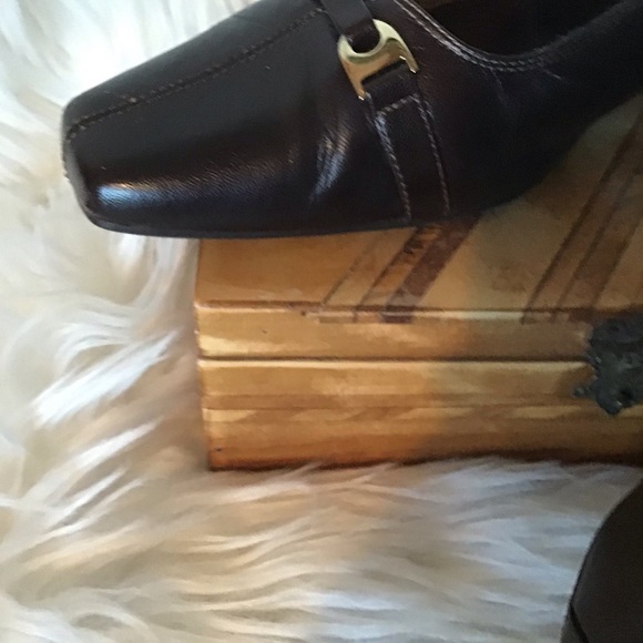 Life Stride Lucent brown square toe leather slingback flats gold detail 8.5 - Picture 5 of 8